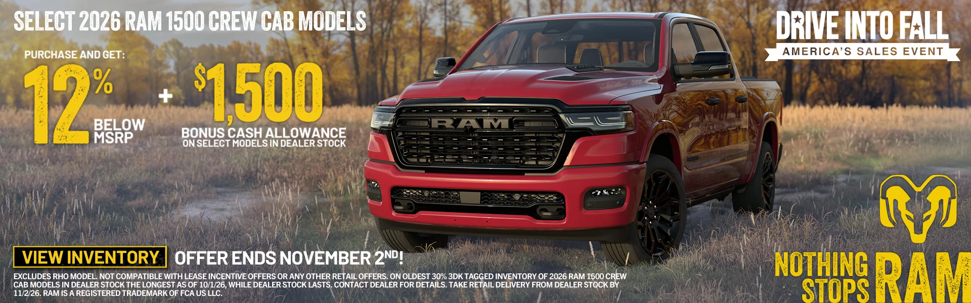 Kama’aina Motors CDJR | RAM 12% Below MSRP + $1,500 Bonus Cash Allowance on Select Models in Dealers Stock Banner
